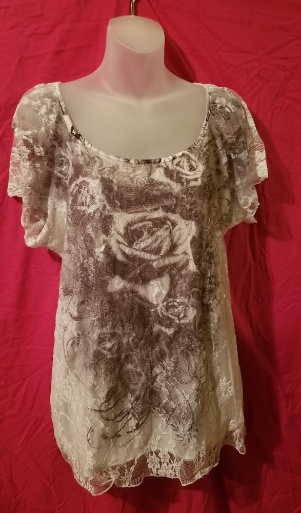 Lace rose over top tee